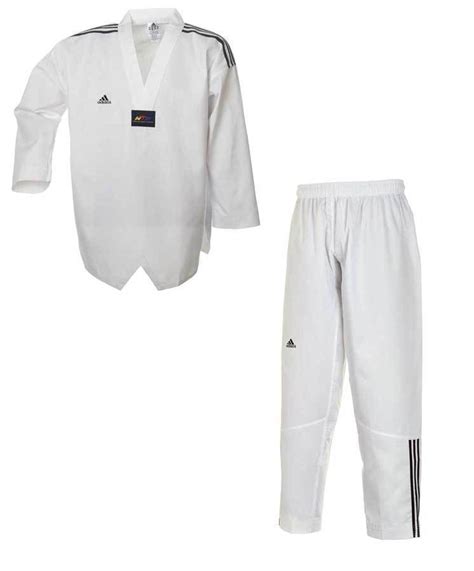 adidas Taekwondoanzug, Adi Club 3 stripes, weißes Revers, 